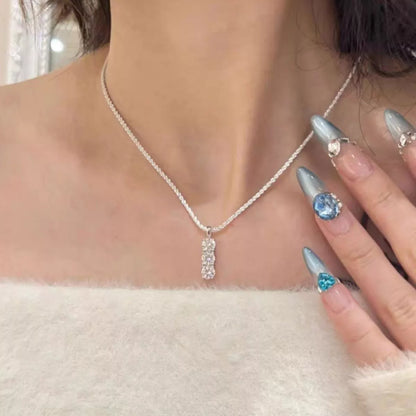 Moissanite 925 Sterling Silver Bar Necklace