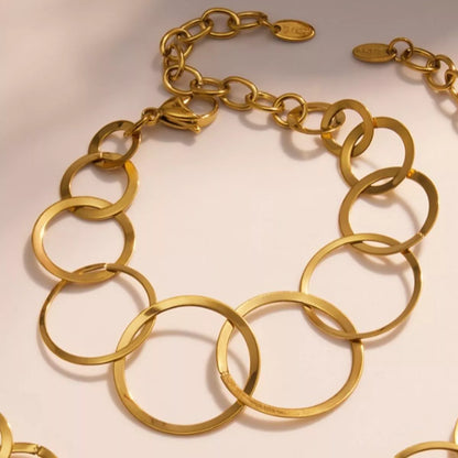 18K Gold-Plated Titanium Steel Round Bracelet