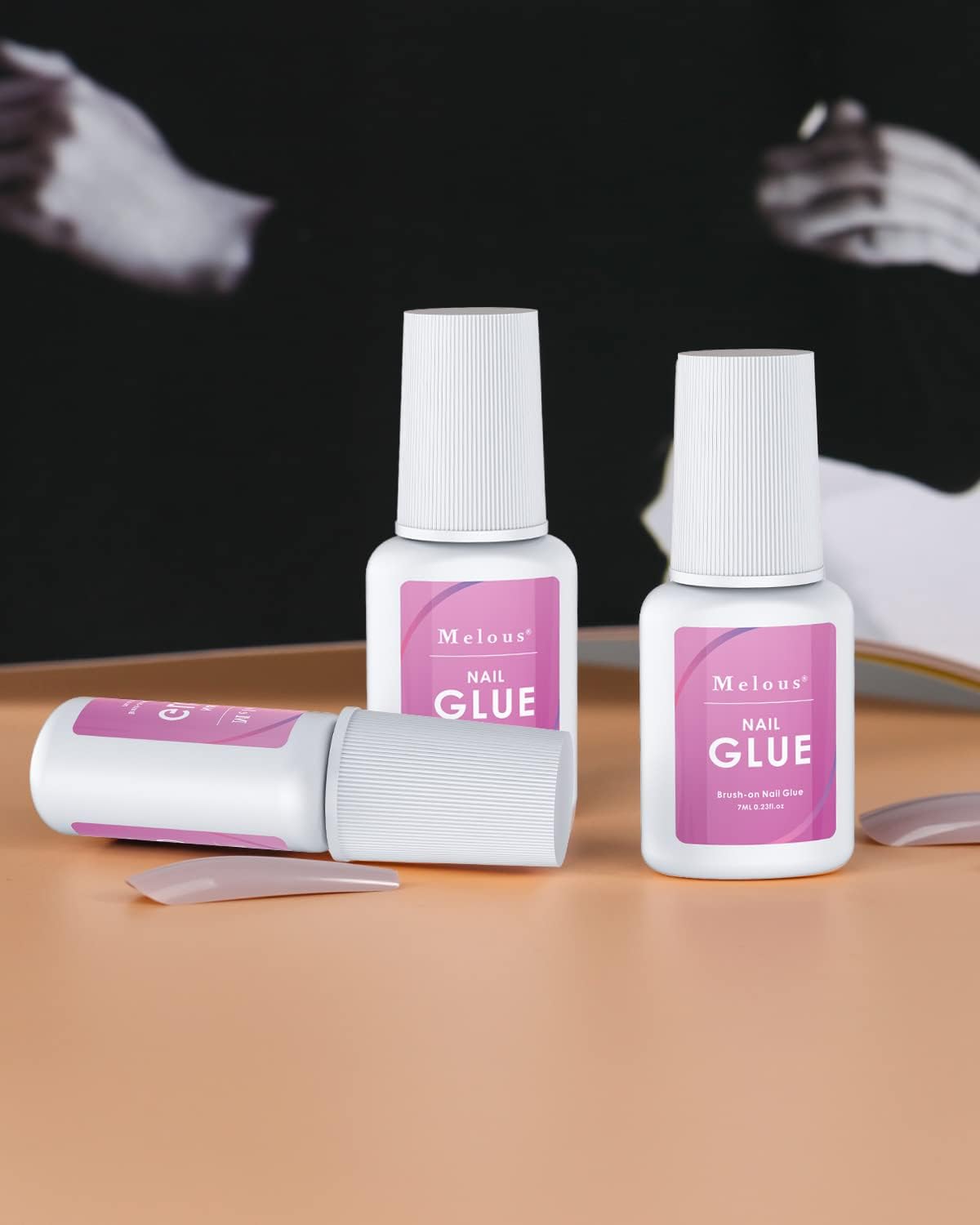 MELOUS Pink Nail Glue for Press on Nails