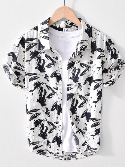 Men's Plus Size Printed Short Sleeve Casual Shirt