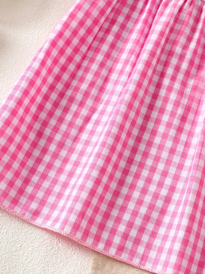 Children's Floral Applique Gingham Cami Top & Shorts Set