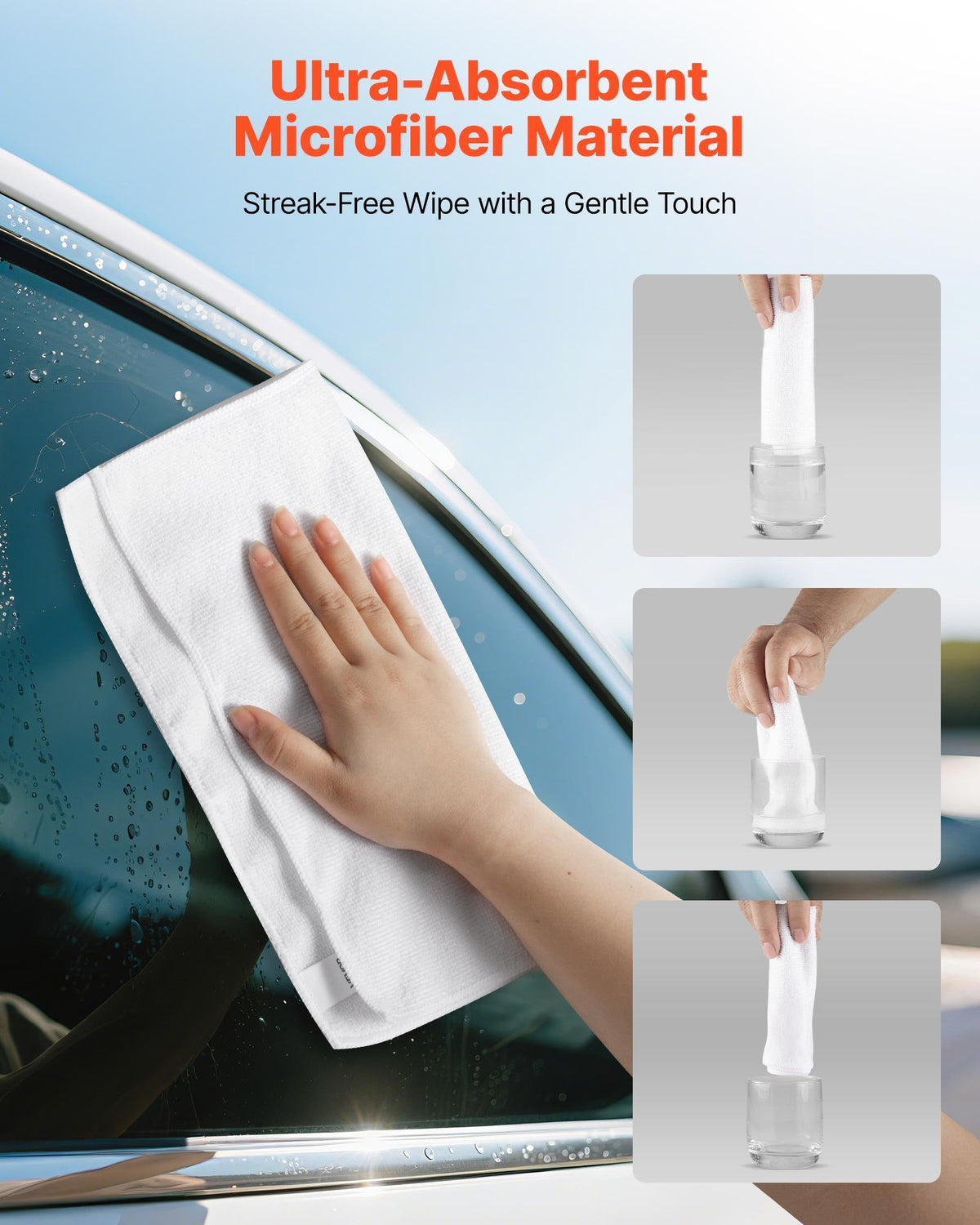 50 Pack White Microfiber Cleaning Cloth, 12 X 12 In Premium Microfiber Towels, Lint-Free And Scratch-Free, Absorbent Cleaning Rags For Car, Household, Kitchen, Window,  SPA, Hotel & Bathroom