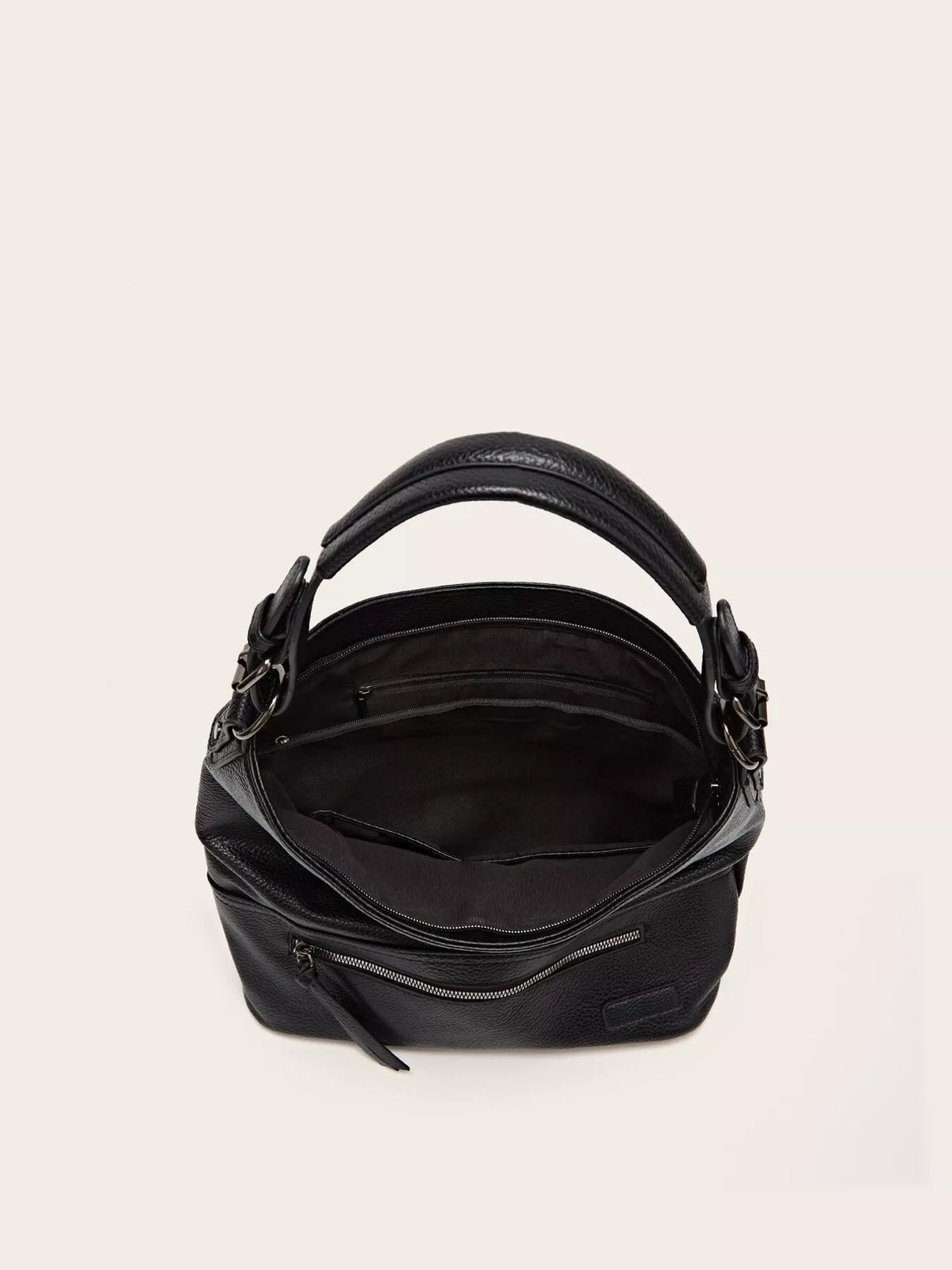 Zip Front Classic Leather Handbag