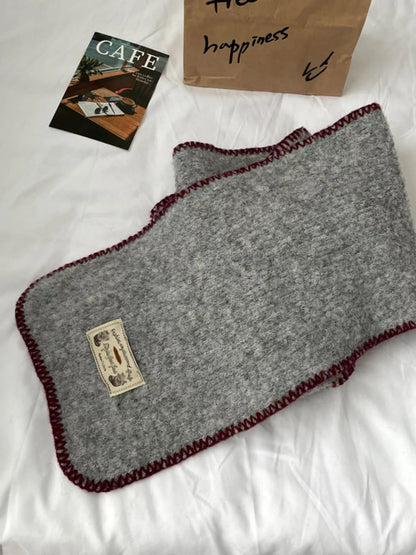 Contrast Trim Plush Winter Scarf
