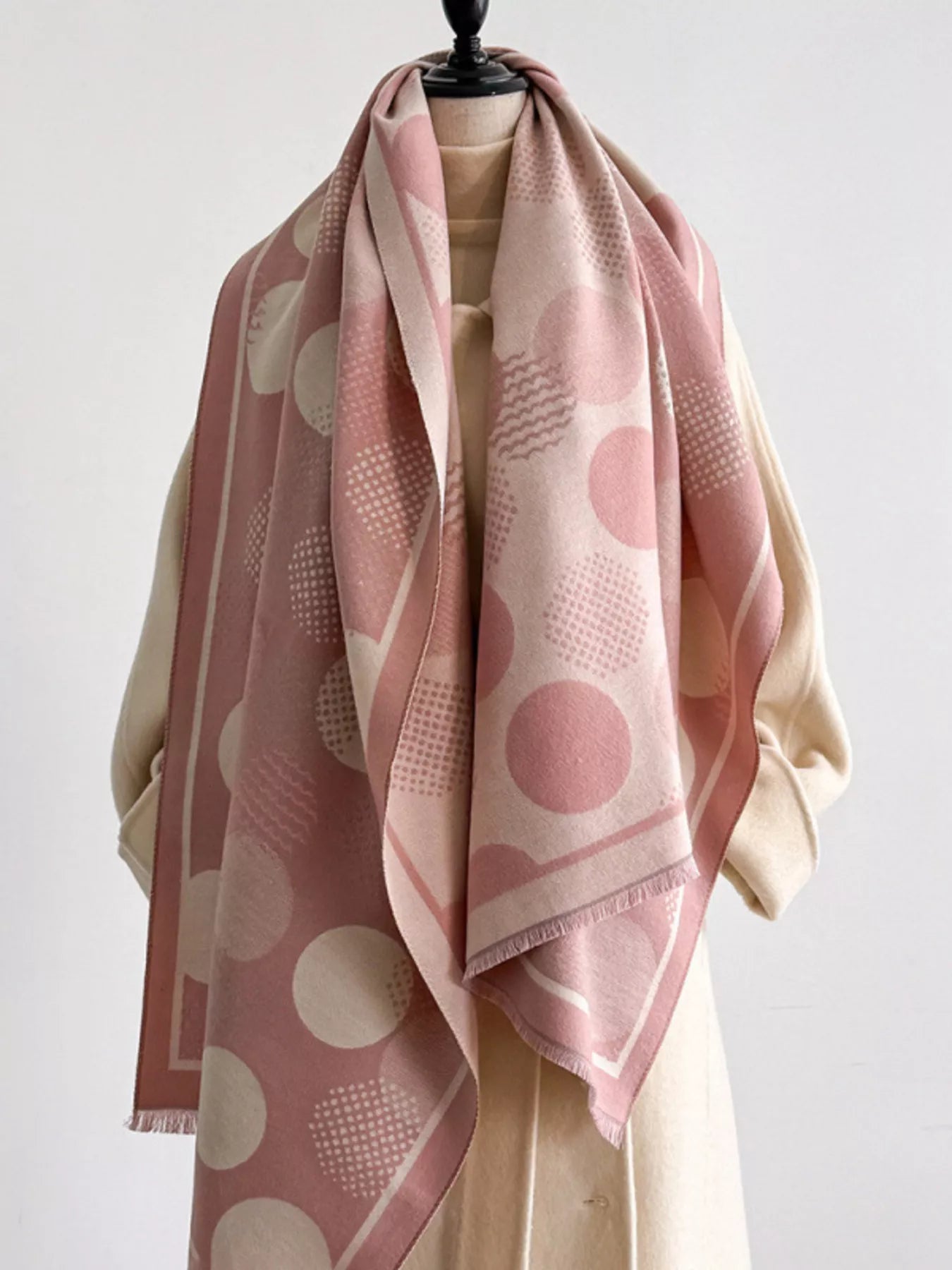 Polka Dot Raw Hem Scarf