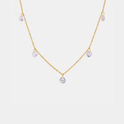 Stainless Steel Rhinestone Charm Necklace