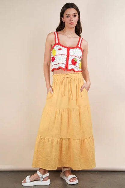 VERY J Elastic Waist Tiered Maxi Skirt