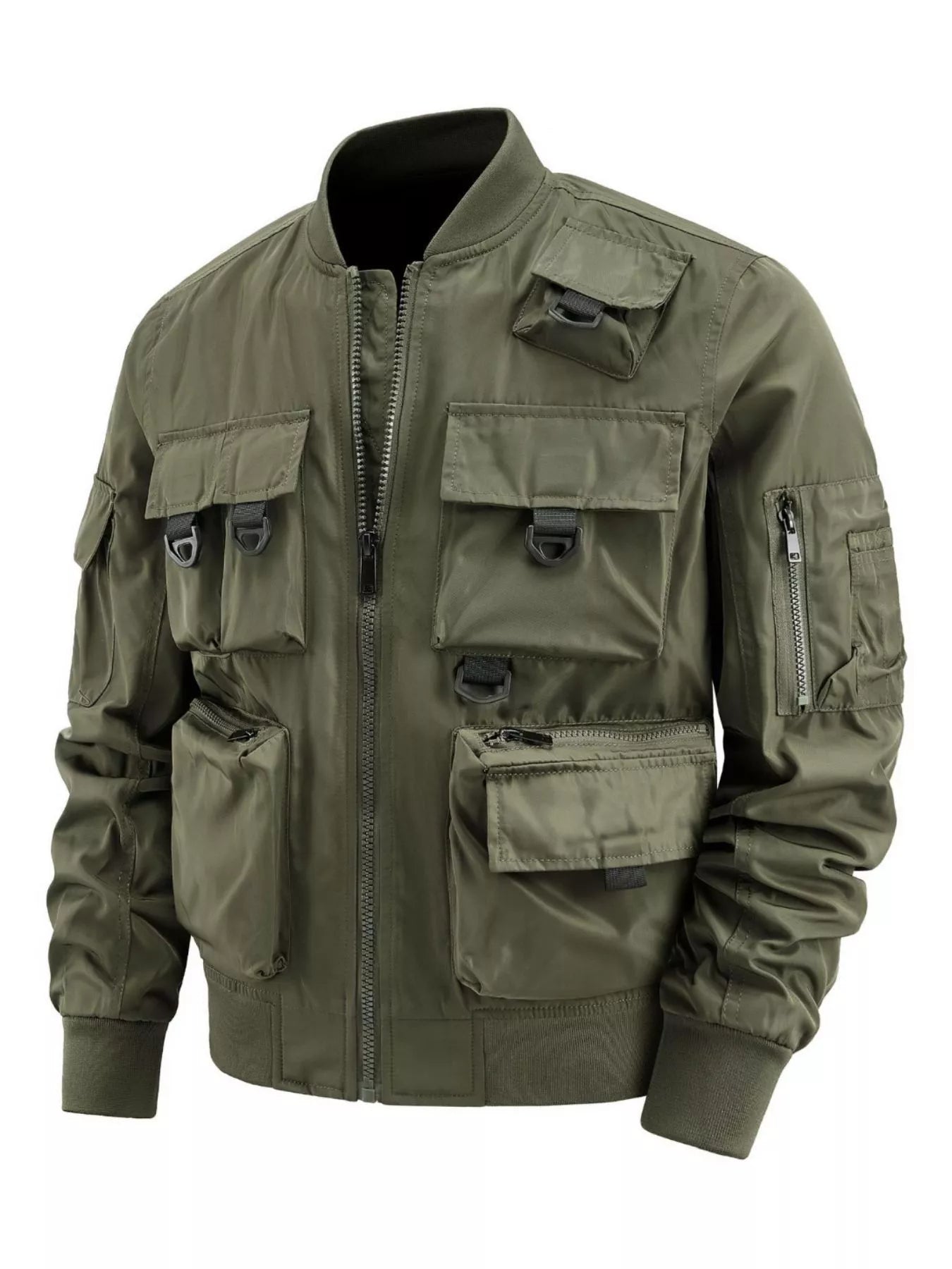 Men's Plus Size Multi-Pocket Tactical Bomber Jacket