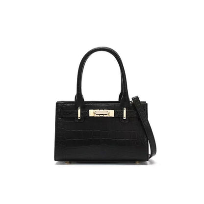 Crocodile-Embossed Leather Top Handle Handbag
