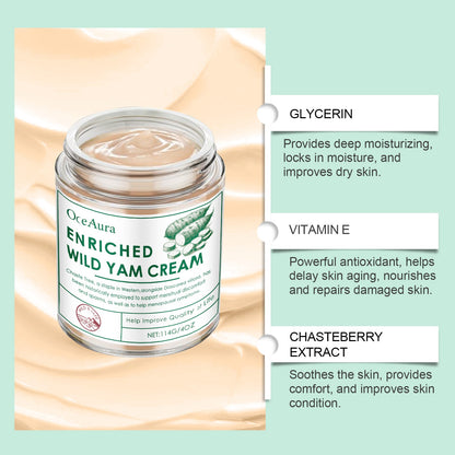 OceAura Wild Yam Body Moisturizer, Nourishes, Hydrates, Firming, Lightening And Delicate Skin Yam Cream