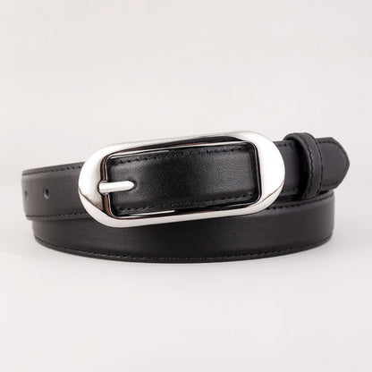 Leather Skinny Belt with Buckle