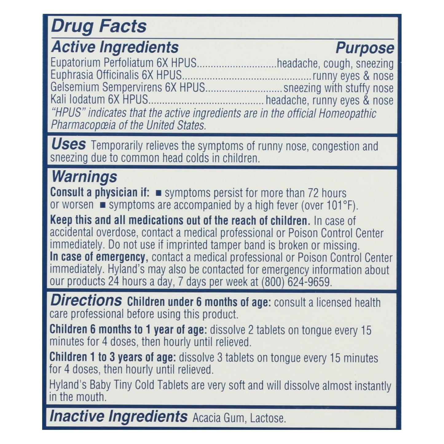 Hyland's Homeopathic Baby Cold Relief Tablets (125ct)