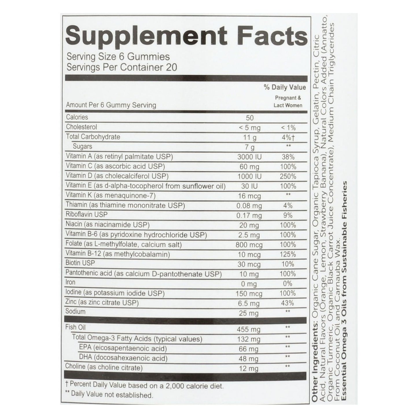 SmartyPants Prenatal Complete Multivitamin Gummies - Strawberry Banana, Lemon, Orange (80 Count)