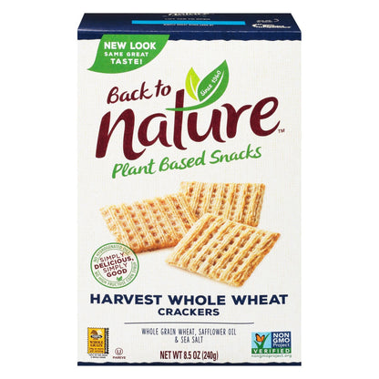 Back To Nature Harvest Whole Wheat Crackers: 8.5 Oz. (Pack of 12), Made with Whole Wheat, Safflower Oil & Sea Salt