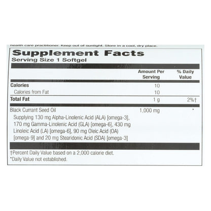 Health From The Sun Black Currant Oil Dietary Supplement - 60 Softgels