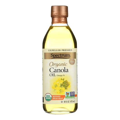 Spectrum Naturals Organic Refined Canola Oil - Case of 12 - 16 Fl Oz. Bottles