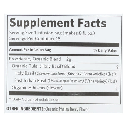Organic India Tulsi Hibiscus Tea, Relaxing & Refreshing Herbal Supplement, 6 Packs of 18 Tea Bags