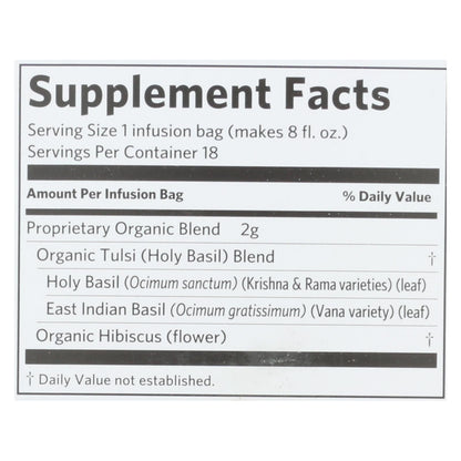 Organic India Tulsi Hibiscus Tea, Relaxing & Refreshing Herbal Supplement, 6 Packs of 18 Tea Bags