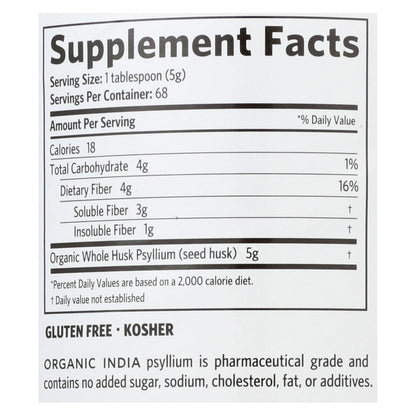 Organic India Fiber Harmony Psyllium Whole Husk, 12 Oz.