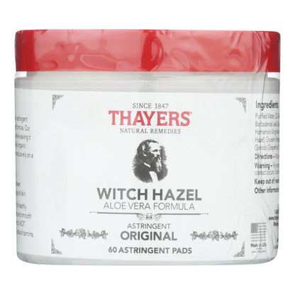 Thayers Witch Hazel with Aloe Vera Facial Pads (60 Pads)