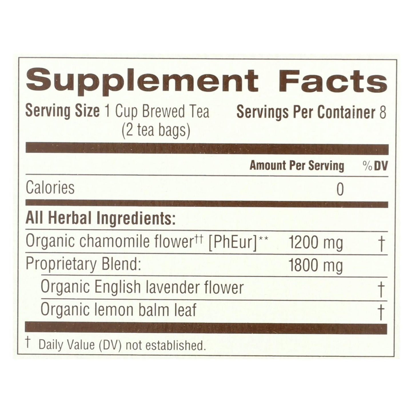 Traditional Medicinals Calming Chamomile Lavender Herbal Tea (6 Pack, 16 Bags) Caffeine Free