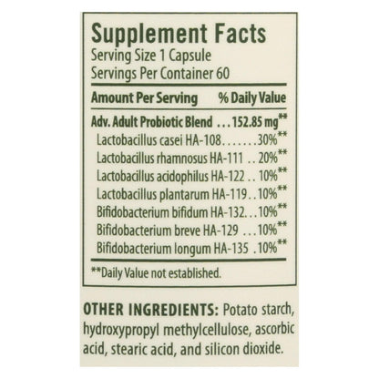 Flora Advanced Adult Probiotics for Digestive Health - 60 Caplets