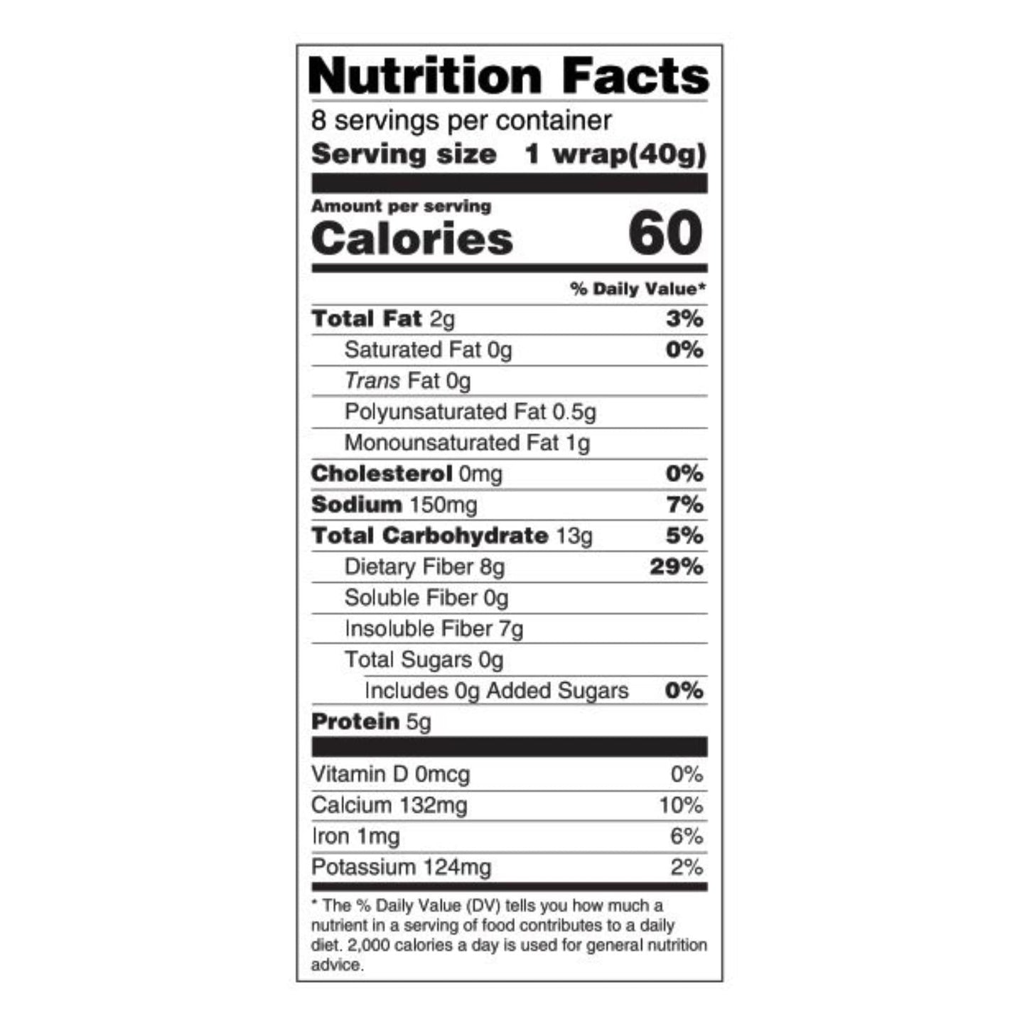 Tumaro's 8-Inch Premium White Carb-Wise Wraps, Six 8-Count Packs
