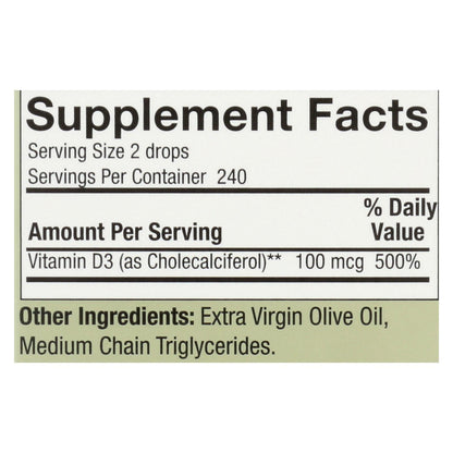 Nature's Answer Vitamin D3 Drops - High Potency Immune Support - 4000 IU Liquid Drops - 0.5 Fl Oz