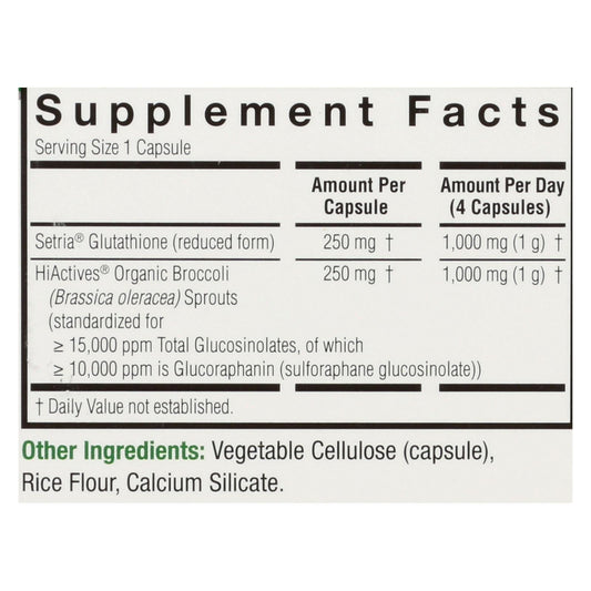 Nature's Answer BroccoReduced Glutathione for Liver Detox & Immune Support (60 Vegetarian Capsules)