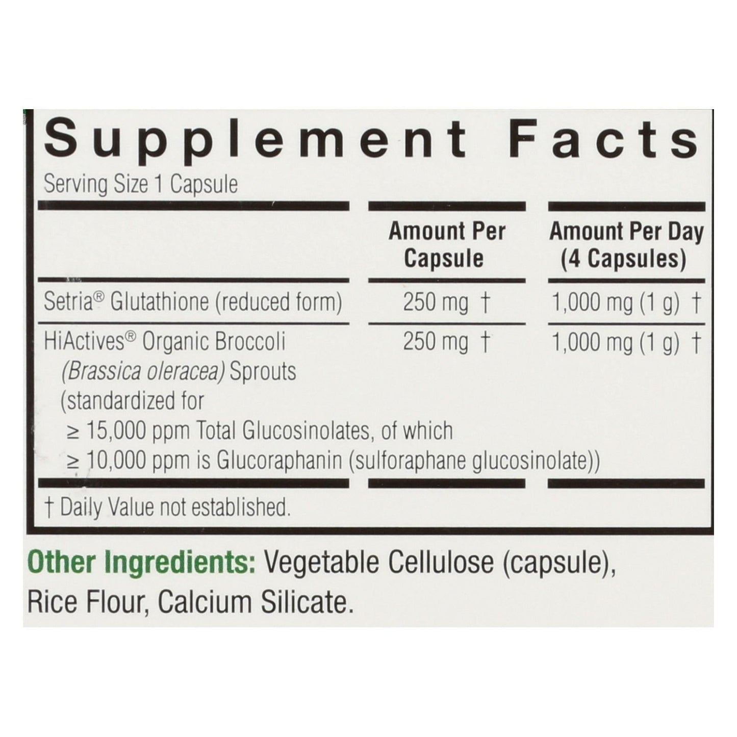 Nature's Answer BroccoReduced Glutathione for Liver Detox & Immune Support (60 Vegetarian Capsules)