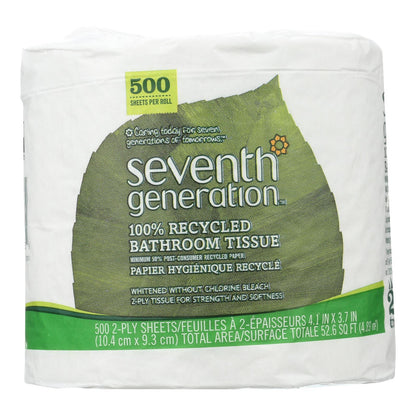 Seventh Generation Bathroom Tissue – Ultra Plush 2-Ply, 500 Sheets per Roll - Case of 60