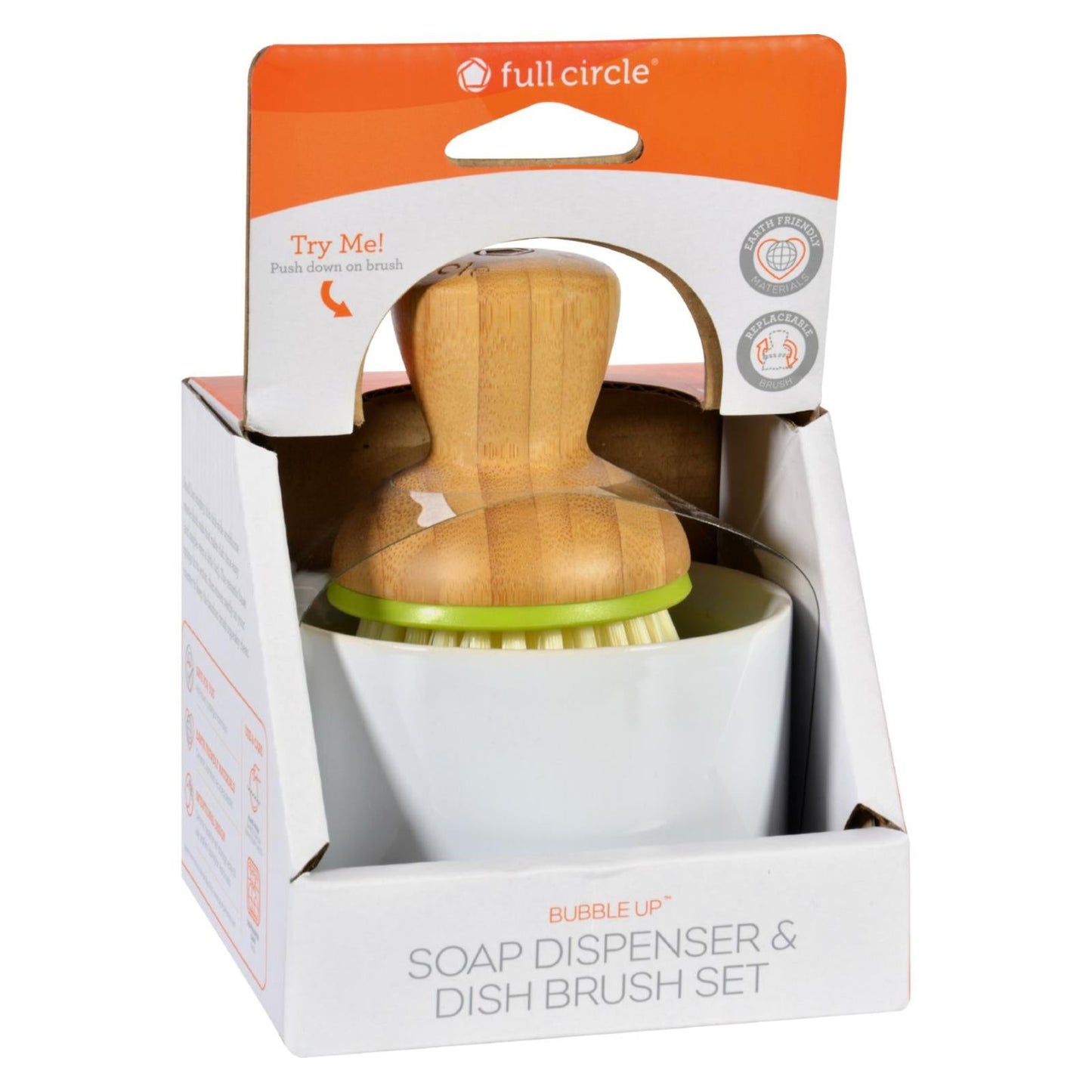 Full Circle Bubble Up Brush with Soap Dish - White (Pack of 4)