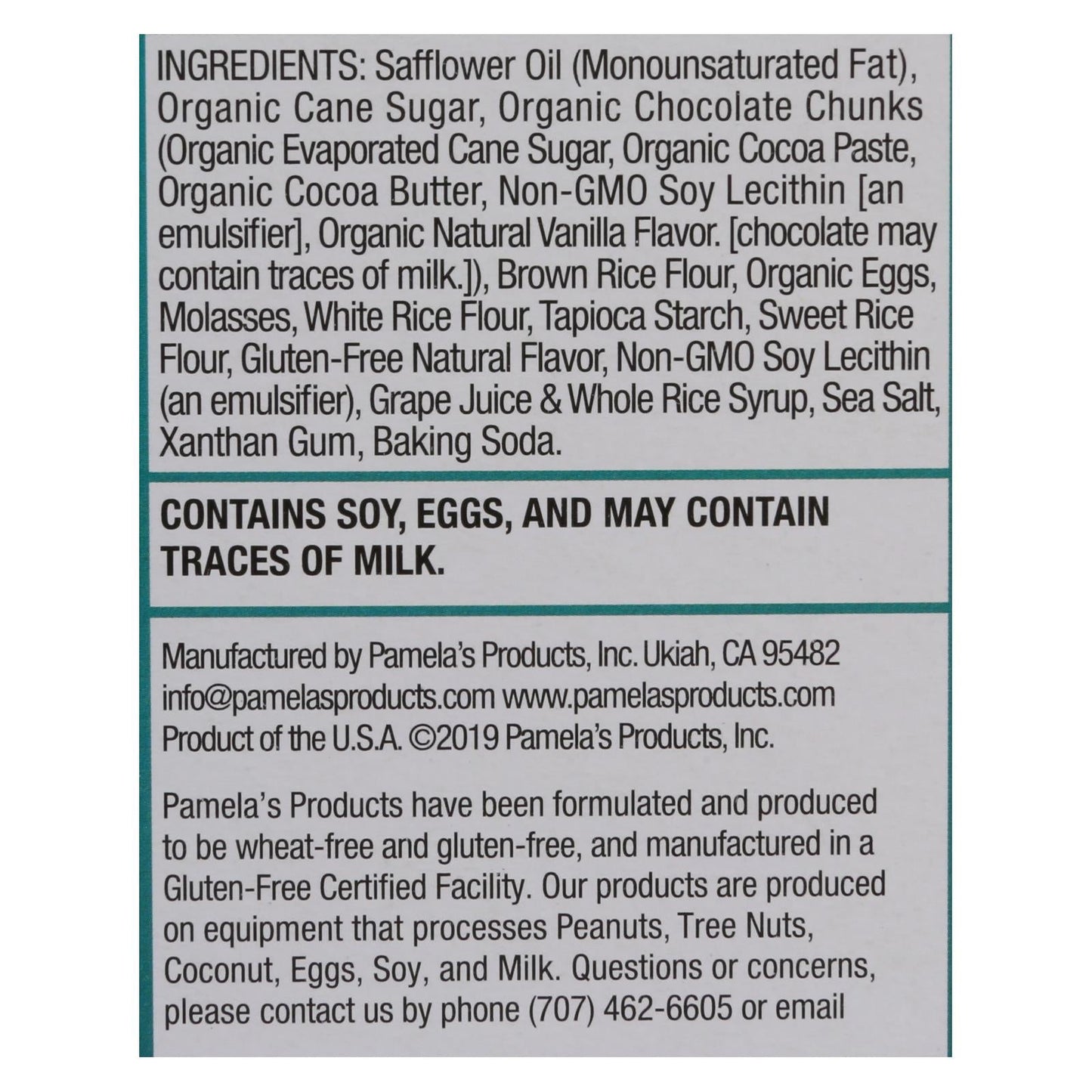 Pamela's Products Chunky Chocolate Chip Gluten-Free Cookies (Pack of 6) - 6.25 Oz