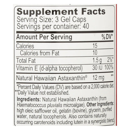 Bioastin Astaxanthin 4mg (120 Capsules) - Microalgae Supplement