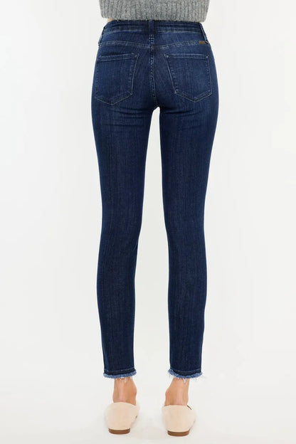 Kancan High-Rise Slim Fit Raw Hem Ankle Jeans