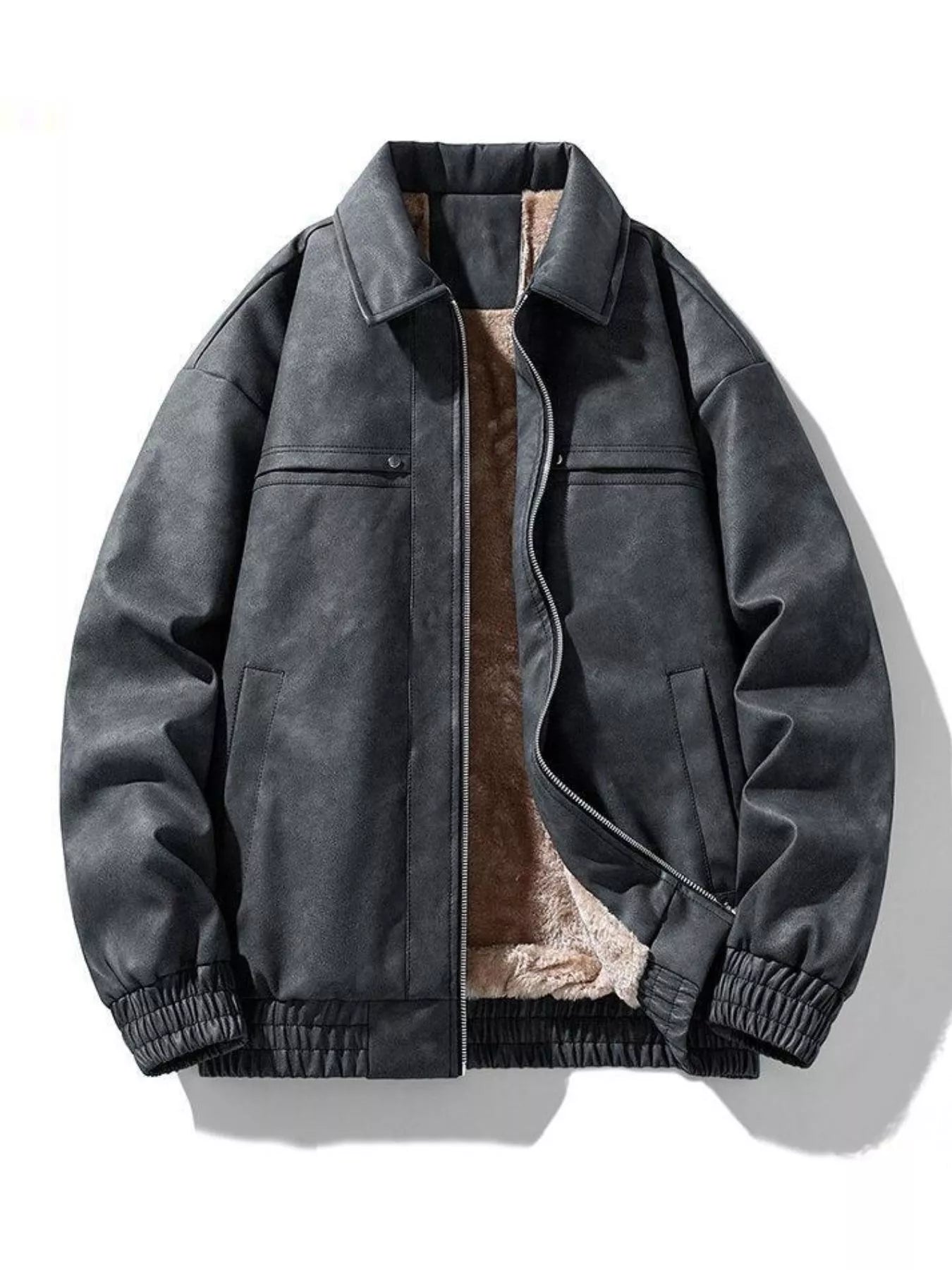 Men's Plus Size Fleece Lined Zip Up Jacket