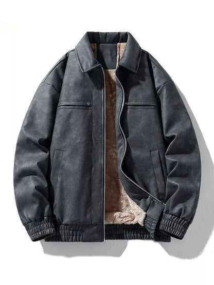 Men's Plus Size Fleece Lined Zip Up Jacket