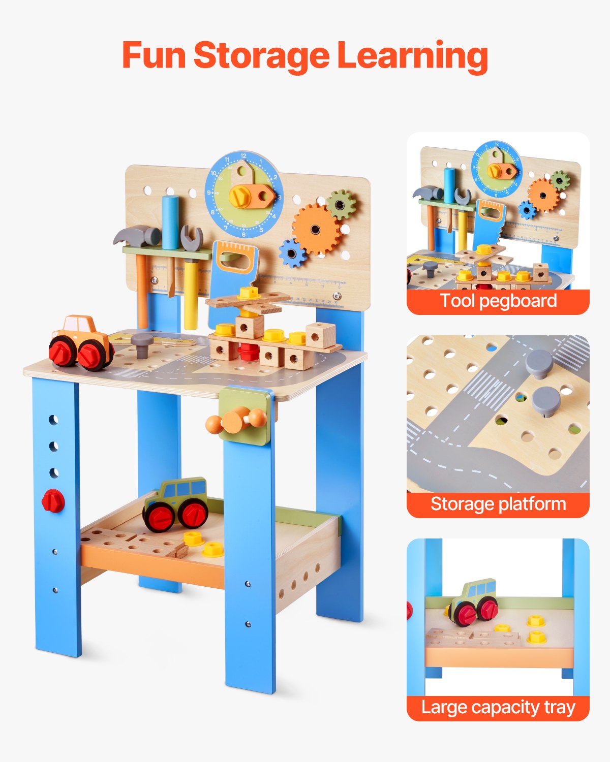 Wooden Tool Bench For Kids 3 Years+ Toy Workbench Pretend Play Toy Kits