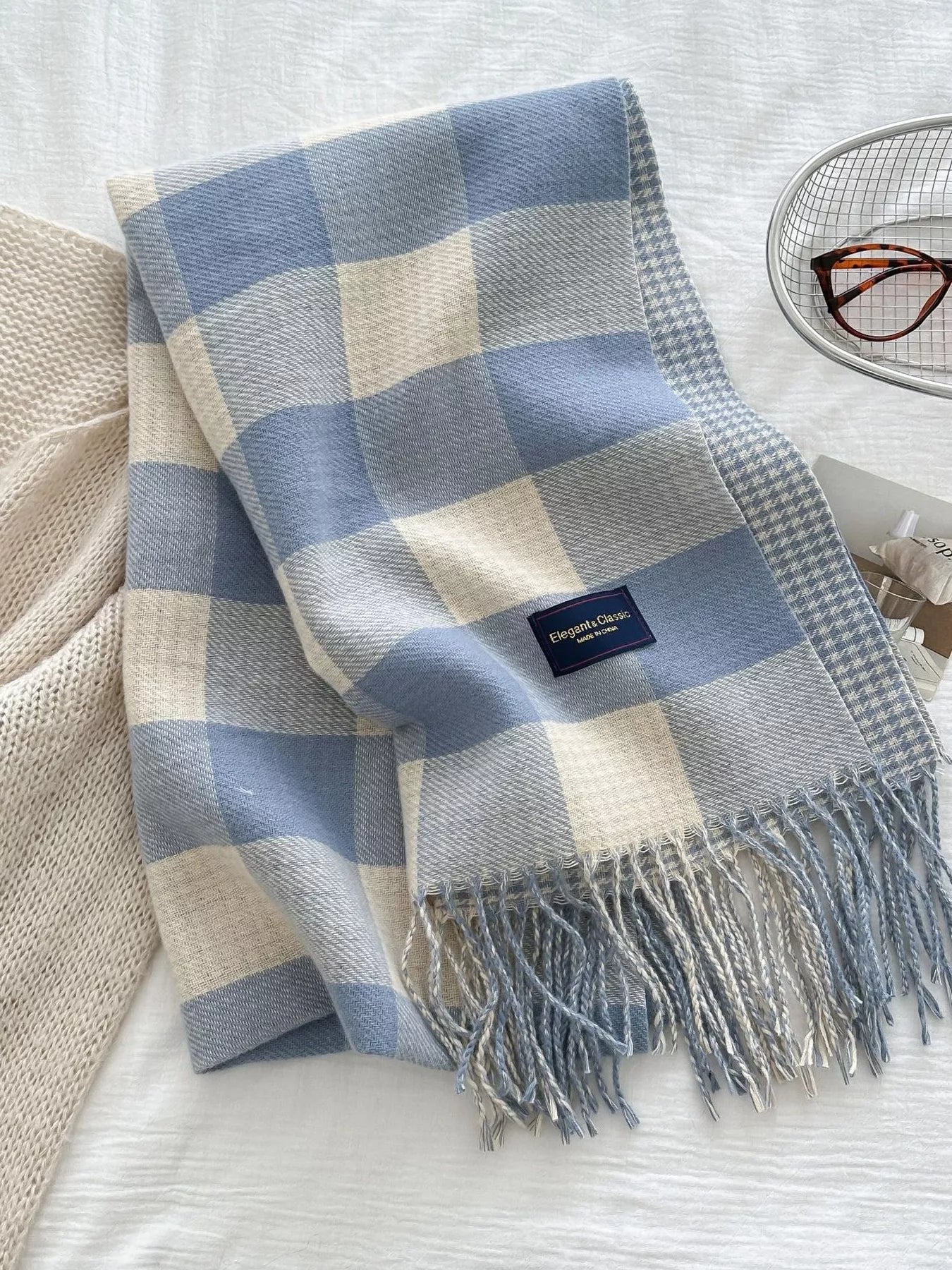 Plaid Tassel Winter Scarf