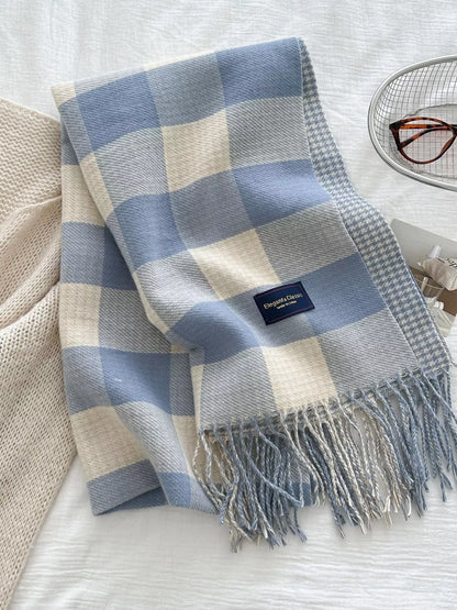 Plaid Tassel Winter Scarf