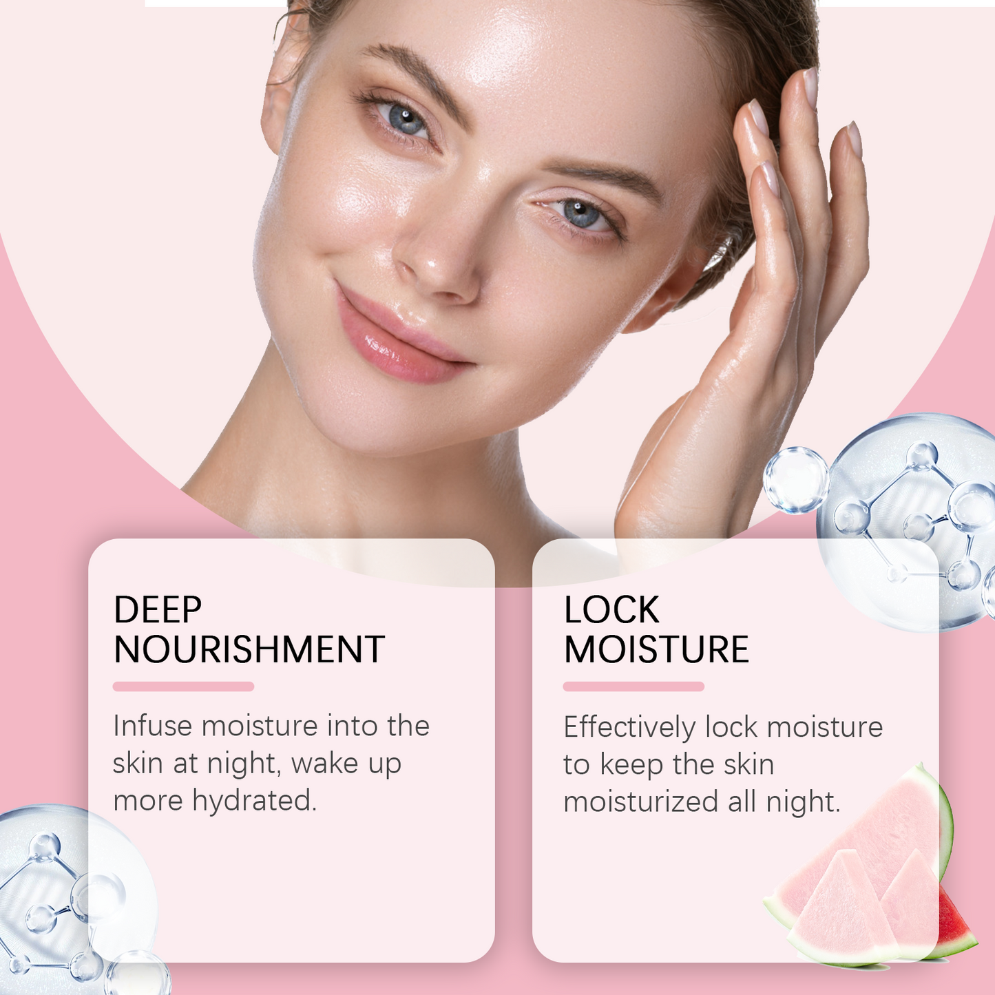 OUHOE Watermelon Sleeping Mask, Hydrates, Moisturizes, Brightens And Deeply Cleanses Pores