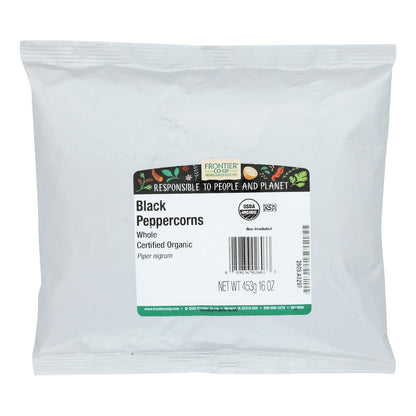 Frontier Herb Organic Whole Black Peppercorns: 1lb Pack
