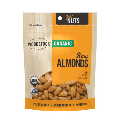 Woodstock Organic Raw Whole Almonds (8 - 7.5 Oz. Packs)