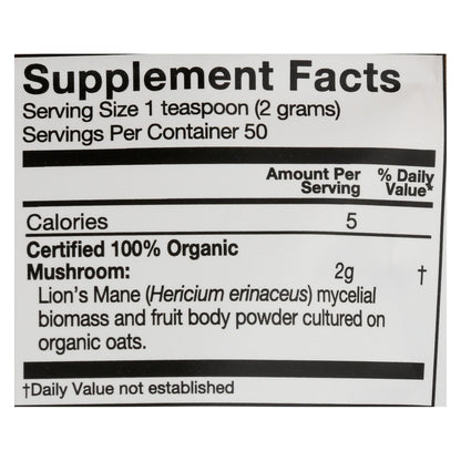Om Mushroom Superfood Lion's Mane Organic Mushroom Powder 3.5 Oz