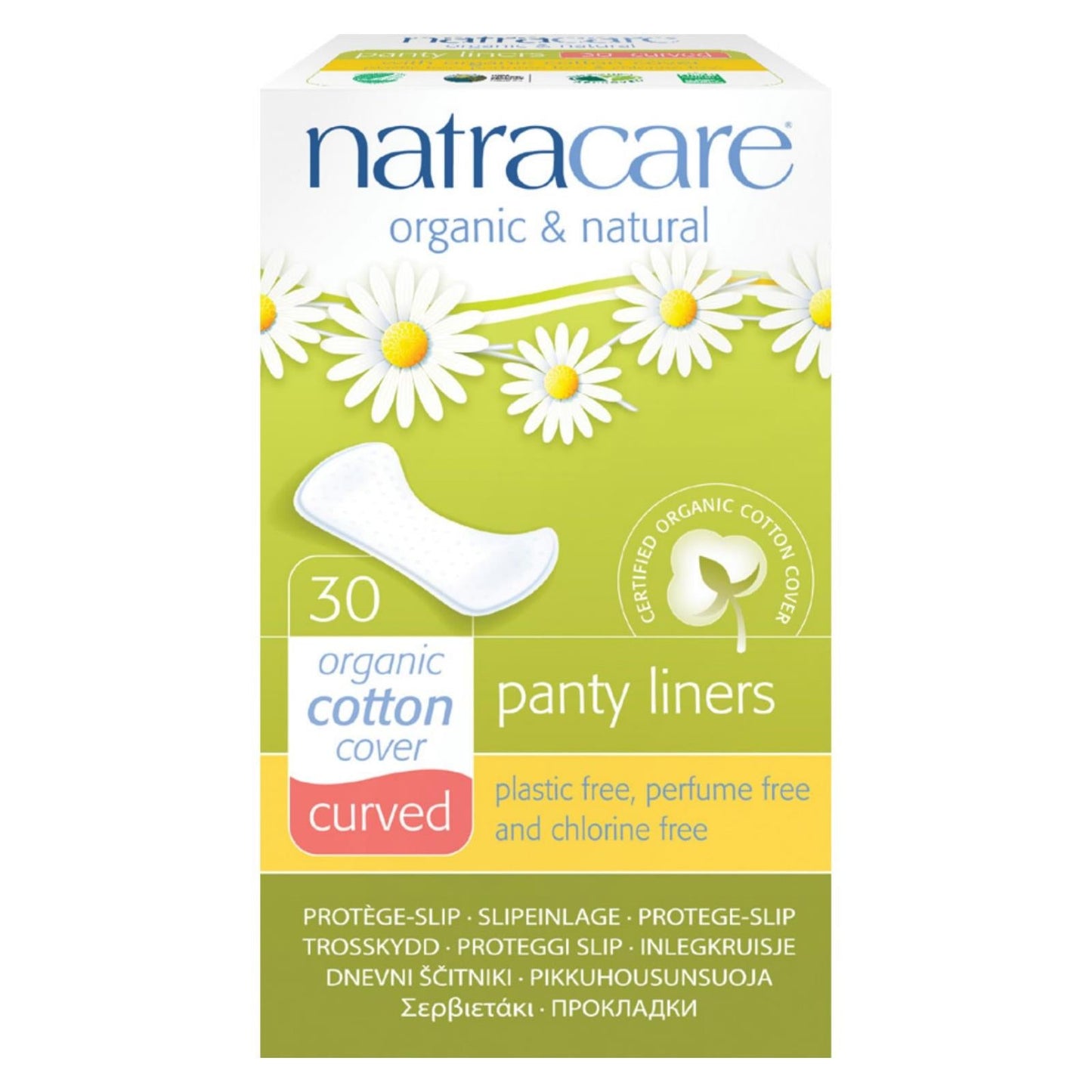 Natracare Natural Curved Panty Liners for Comfortable Daily Protection (Pack of 30)