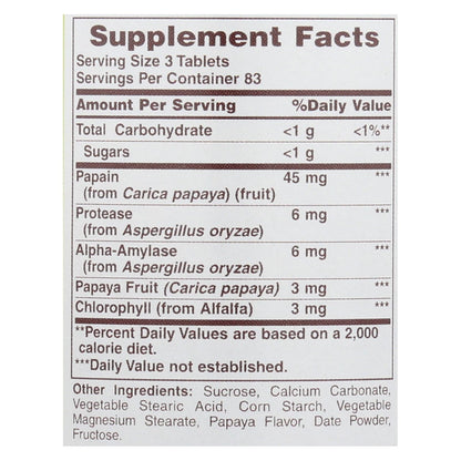 American Health Papaya Enzyme with Chlorophyll, Chewable Digestive Support, 250 Tablets