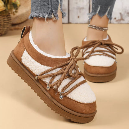 Lace Up Round Toe Platform Ankle Boots
