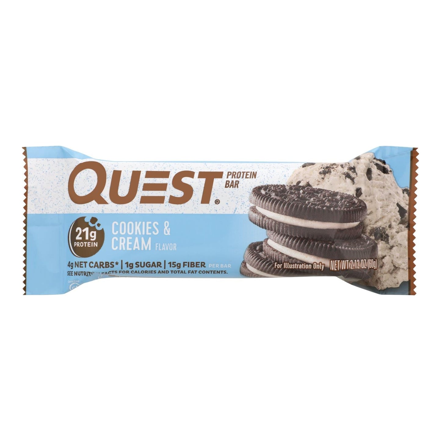 Quest Bar Cookies & Cream, 2.12 oz, Case of 12