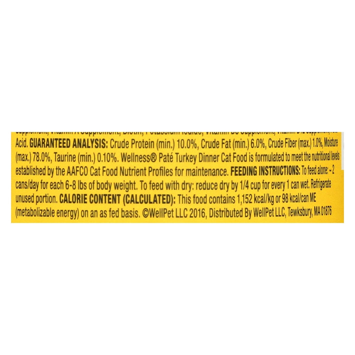 Wellness Pet Products Cat Food Turkey Recipe (Pack of 24) - 3 Oz.