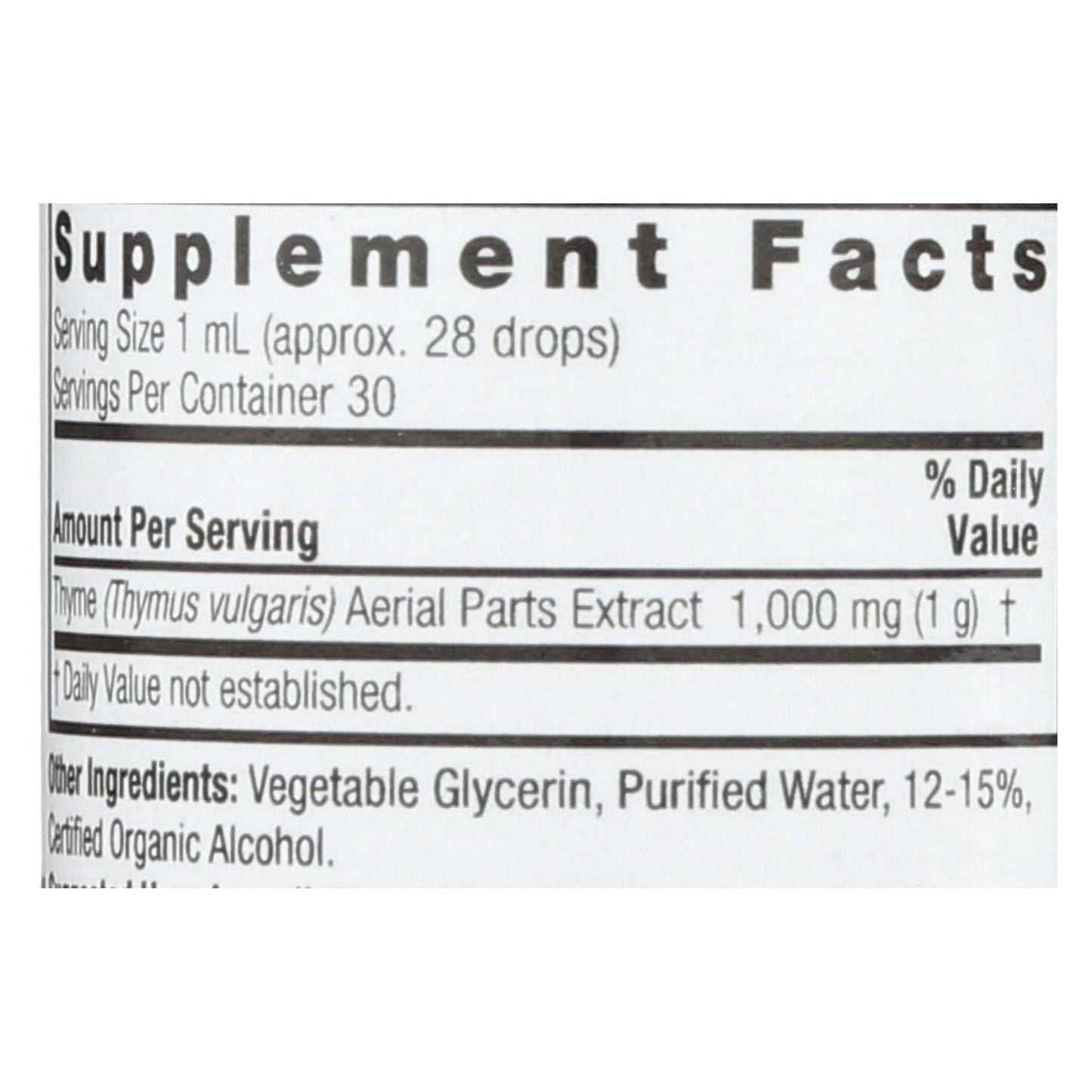 Nature's Answer Thyme Extract Herbal Supplement (1 Oz.)